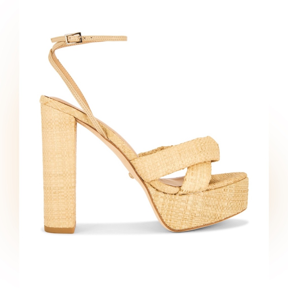 RAYE Beige Woven Platform Heel Sandals